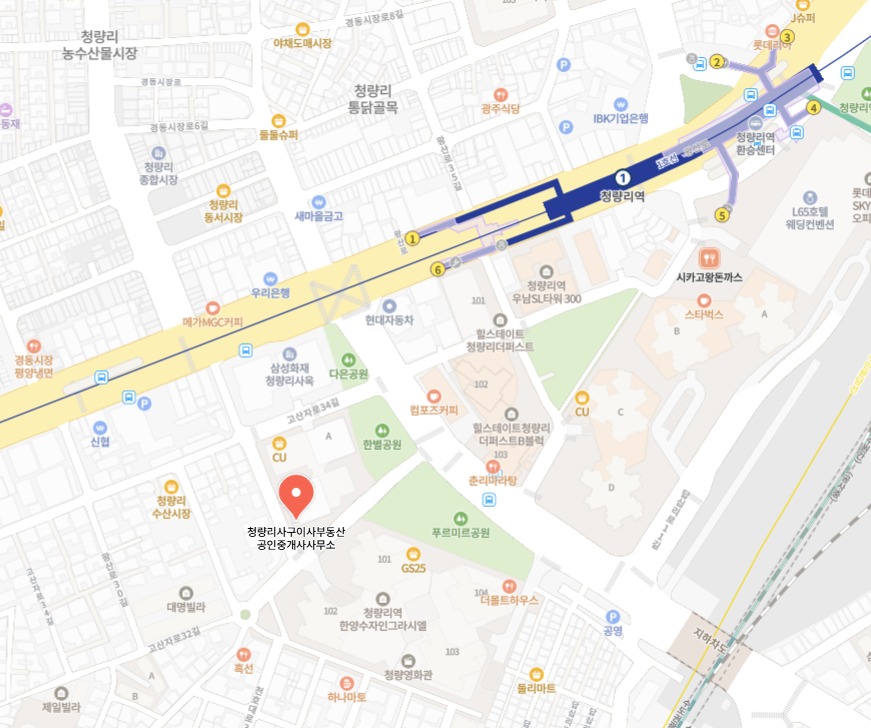 청량리 사구이사 부동산 위치